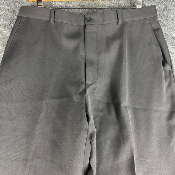 Armani Collezioni Pants Mens 36 Black Wool Blend Stretch Straight Leg Flat Front - Picture 3 of 7